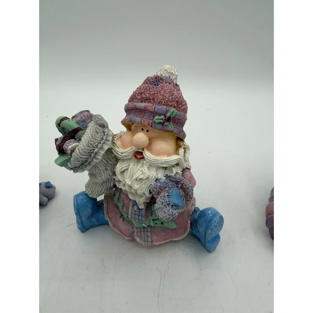 🎄Home Interiors Sugar Plum Santa's–Set of 3 Figurines–Funny, Sparkly, Cute!🎅❄️